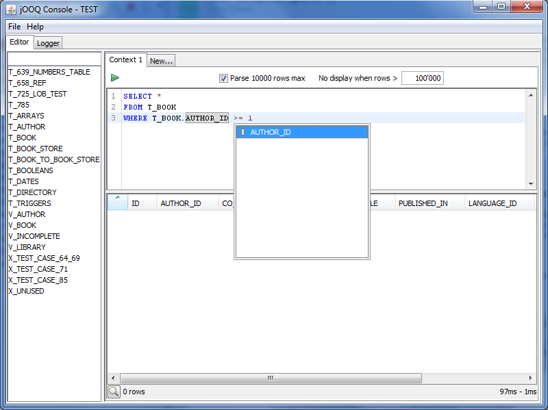 jOOQ Console example